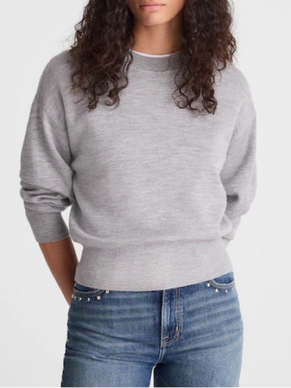 NWT Madewell Relaxed Crewneck Sweater in Merino-Silk blend Gray XS